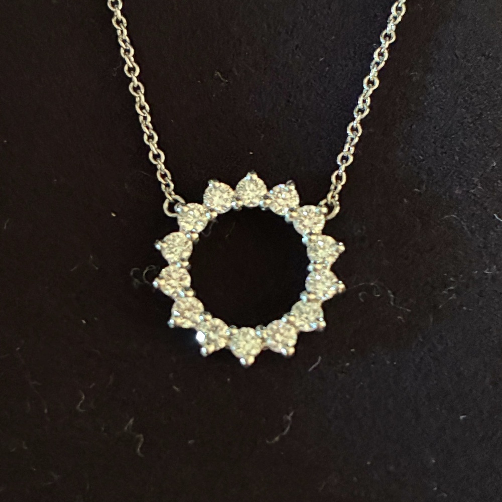 Authentic Tiffany & Co. Open Circle Diamond Platinum Pendant - Picture 2 of 16